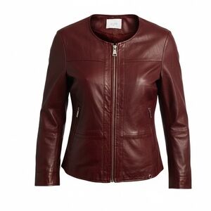 ECO Italy faux leather deep red brown structured full zip jacket ladies XS/S